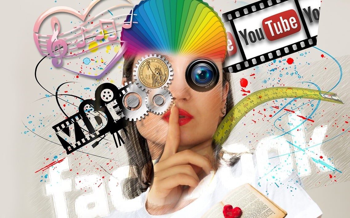social media, interaction, woman, abstract, head, media, youtube, lens, multimedia, tiktok, advertising, entertainment, media hype, marketing, creativity, influencer, lifestyle